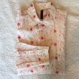 Casual cotton shirt with floral embroidery Large